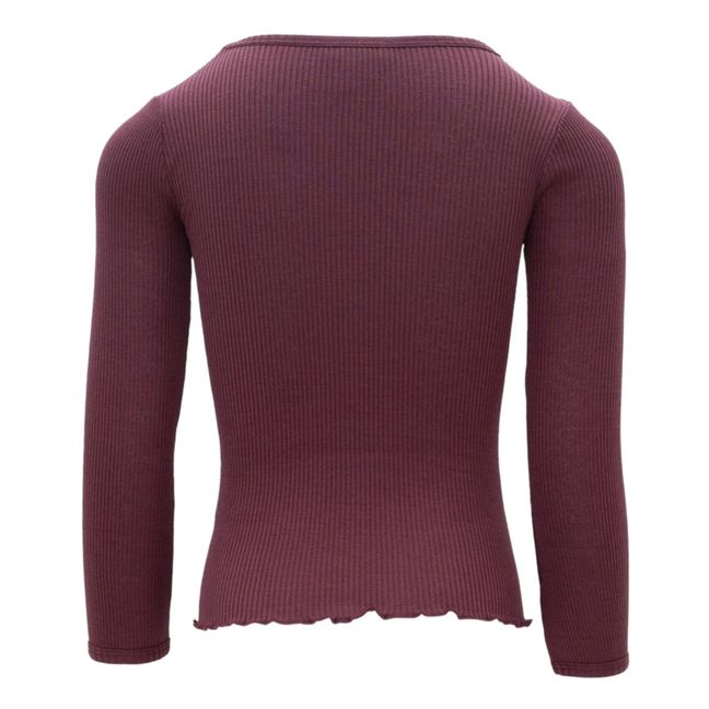 T-Shirt Côtelé Coton et Soie Bergen | Prune