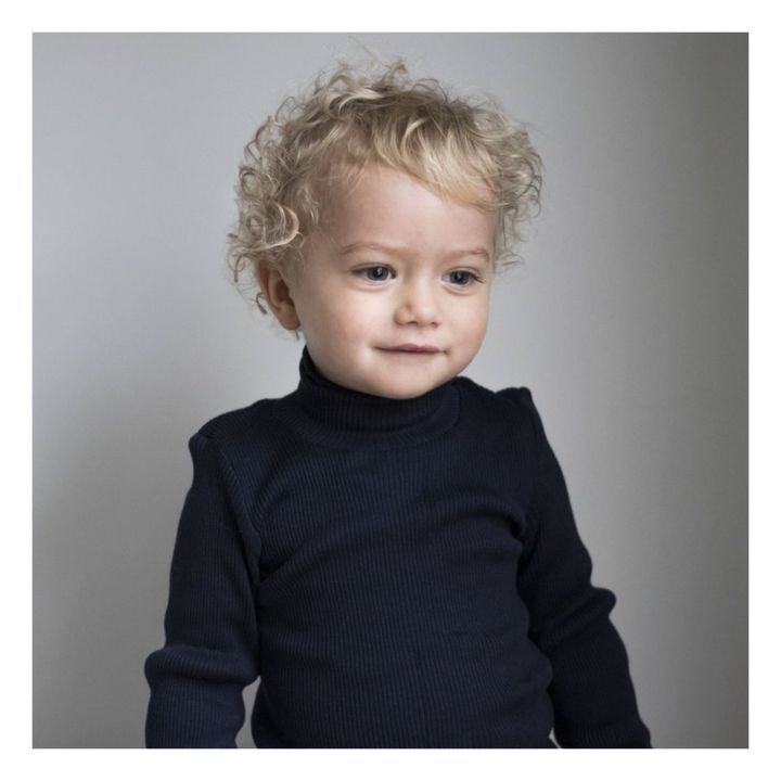 Jersey Bui de cuello vuelto de seda y algodón | Azul Marino- Imagen del producto n°2