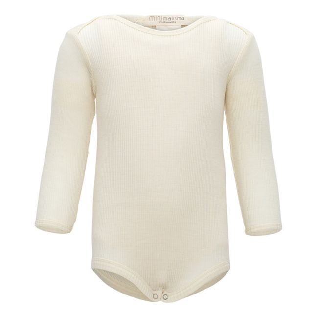 Alaska Merino Wool Ribbed Baby Bodysuit | Ecru
