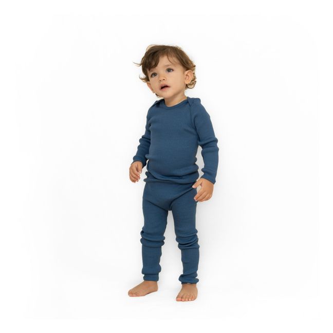 Body Côtelé Coton et Soie Bono | Bleu