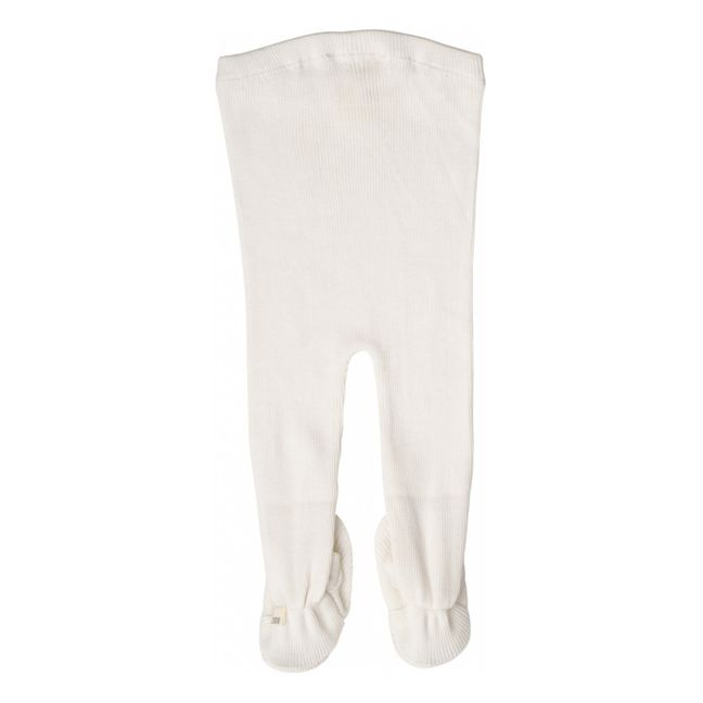 Leggings con piedi, modello: Bamse, in seta e cotone | Ecru