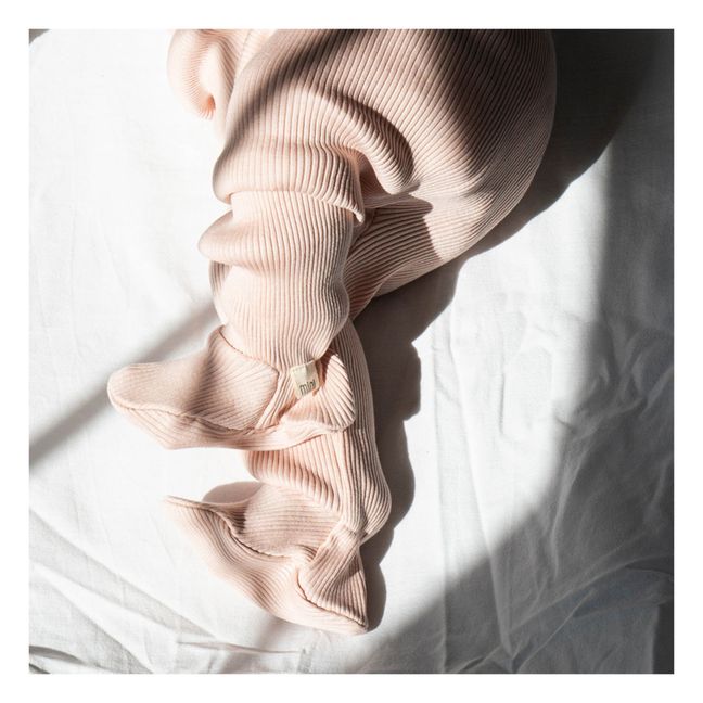 Collant Côtelé Coton et Soie Bamse | Pale pink