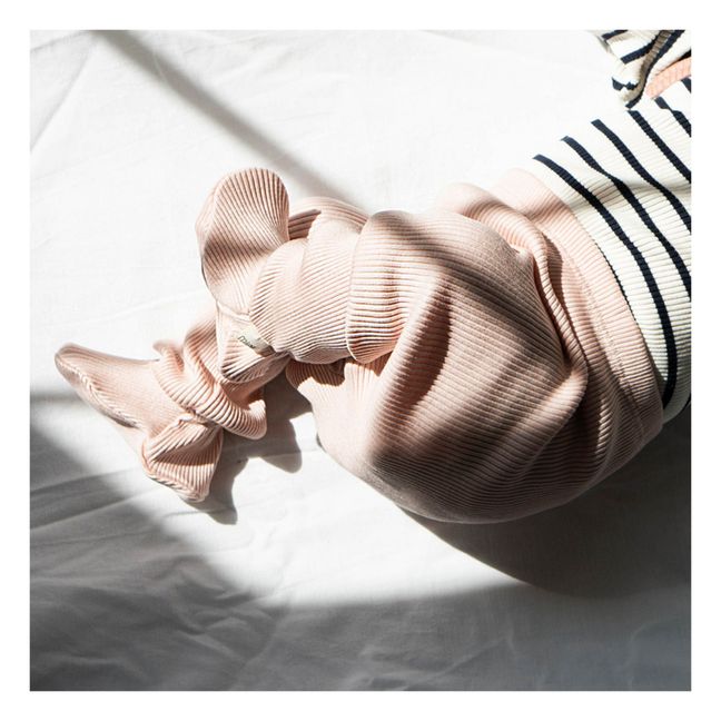 Collant Côtelé Coton et Soie Bamse | Rose pâle