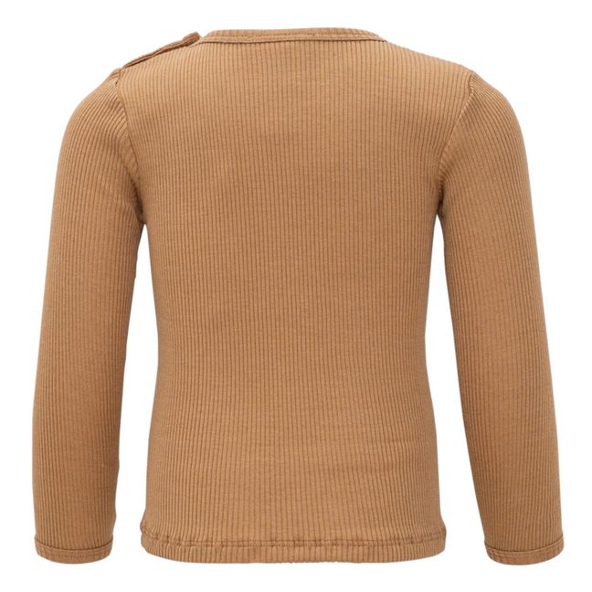 T-Shirt Côtelé Coton et Soie Bogense | Marron