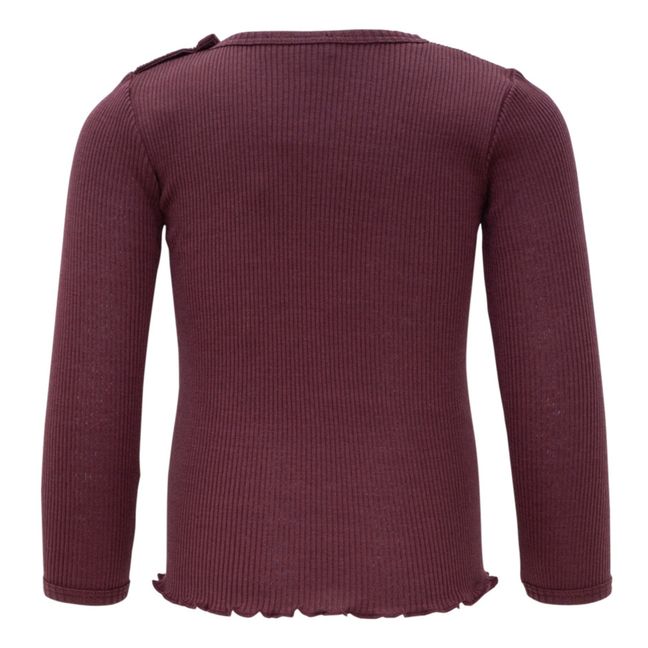 Bogense Cotton and Silk Ribbed T-Shirt | Plum