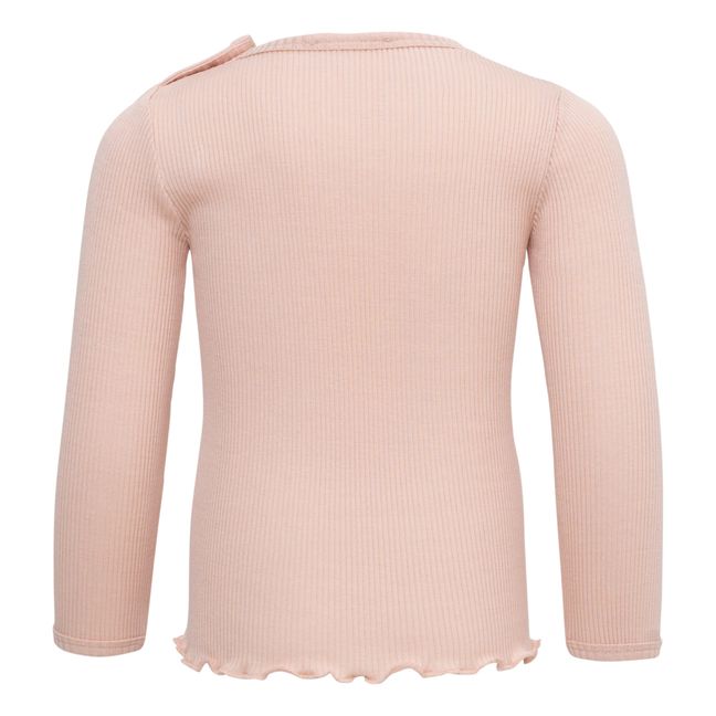 T-Shirt Côtelé Coton et Soie Bogense | Rose pâle
