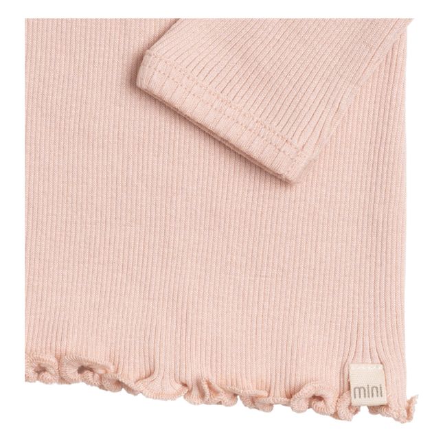 Bogense Cotton and Silk Ribbed T-Shirt | Pale pink