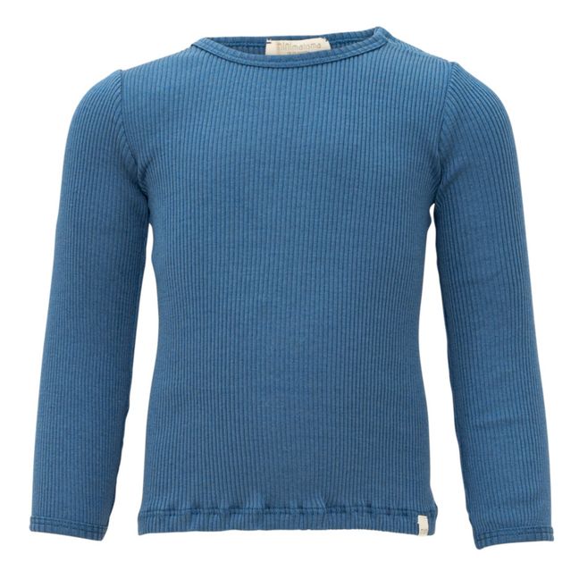 T-Shirt Côtelé Coton et Soie Bogense | Bleu