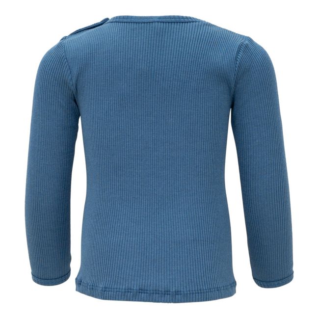 T-Shirt Côtelé Coton et Soie Bogense | Azul
