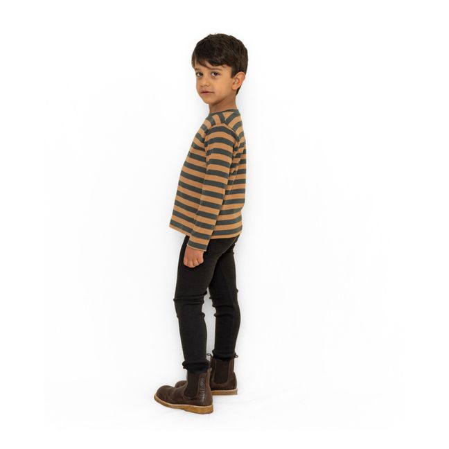 T-Shirt Coton Bio Rayé Lyngby | Vert foncé
