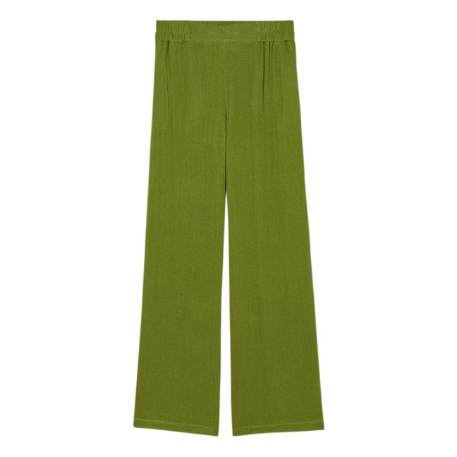 Pantalon Baccarat Laine Double Gaze | Vert