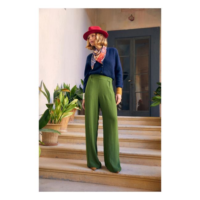 Pantalón de gasa doble de lana Baccarat | Verde