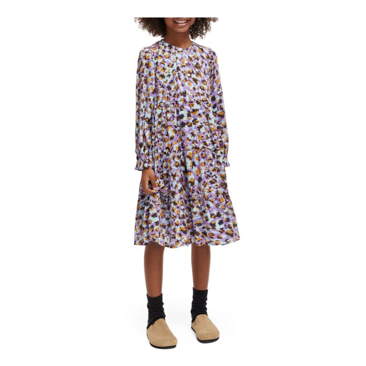 Kleid mit Leopardenmuster | Violett- Produktbild Nr. 1