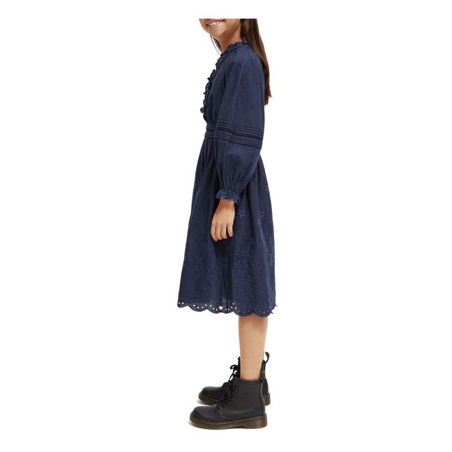 Broderie Anglaise Dress | Navy blue