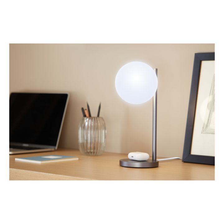 Bubble LED desk lamp and charging stand | Steel Grey- Product image n°1