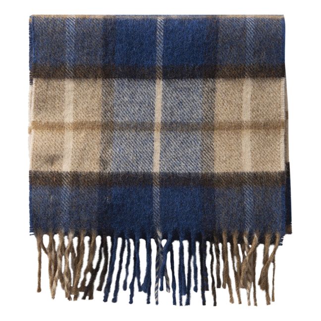 Checked Lambswool Schal | Blau