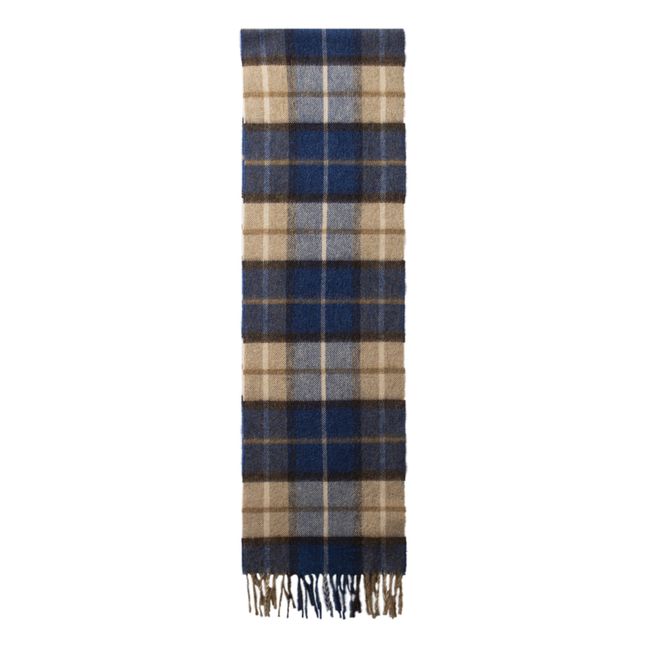 Checked Lambswool Schal | Blau