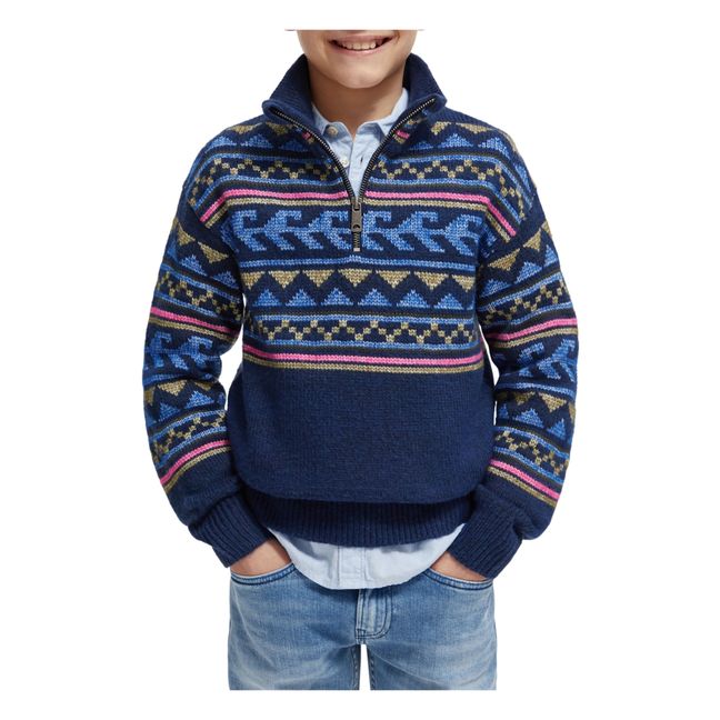 Pull Gilet TU Garçon – Bleu, 100% Coton – Taille 3-4 Ans – Motif Dinosaures – Occasion
