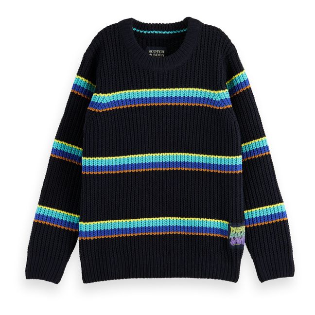 Striped Chenille Sweater | Black