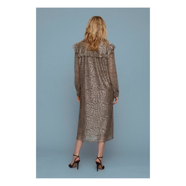 New York Leopard Metallic Dress | Beige