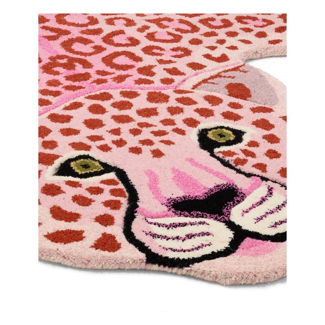 Tapis léopard rose en laine | Rose