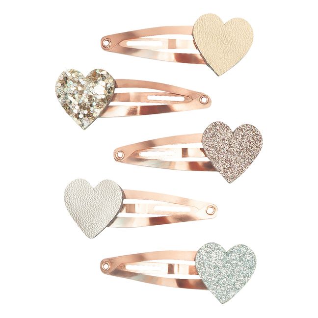 Set of 5 Heart clips | Gold
