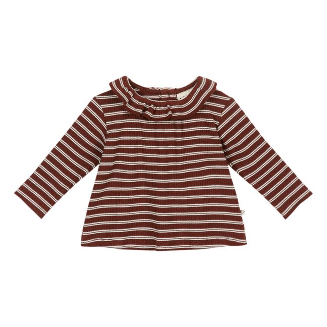 Enes Striped Collar T-Shirt | Chocolate