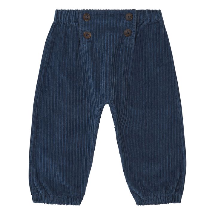 Pantaloni sarouel in velluto | Blu marino- Immagine del prodotto n°0