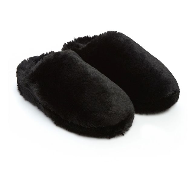 Chaussons Misha Façon Fourrure | Noir