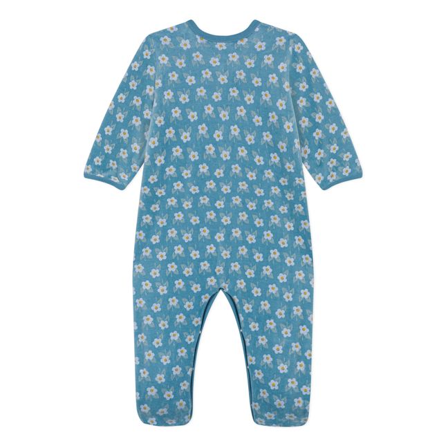 Pyjama Fleurs en Velours | Bleu