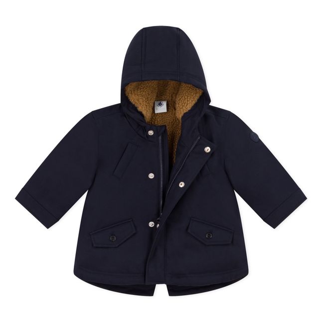 Parka Foderato in Sherpa | Blu marino