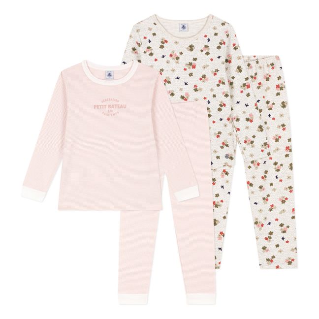 Lot 2 Pyjamas Fleurs et Rayures | Rosa
