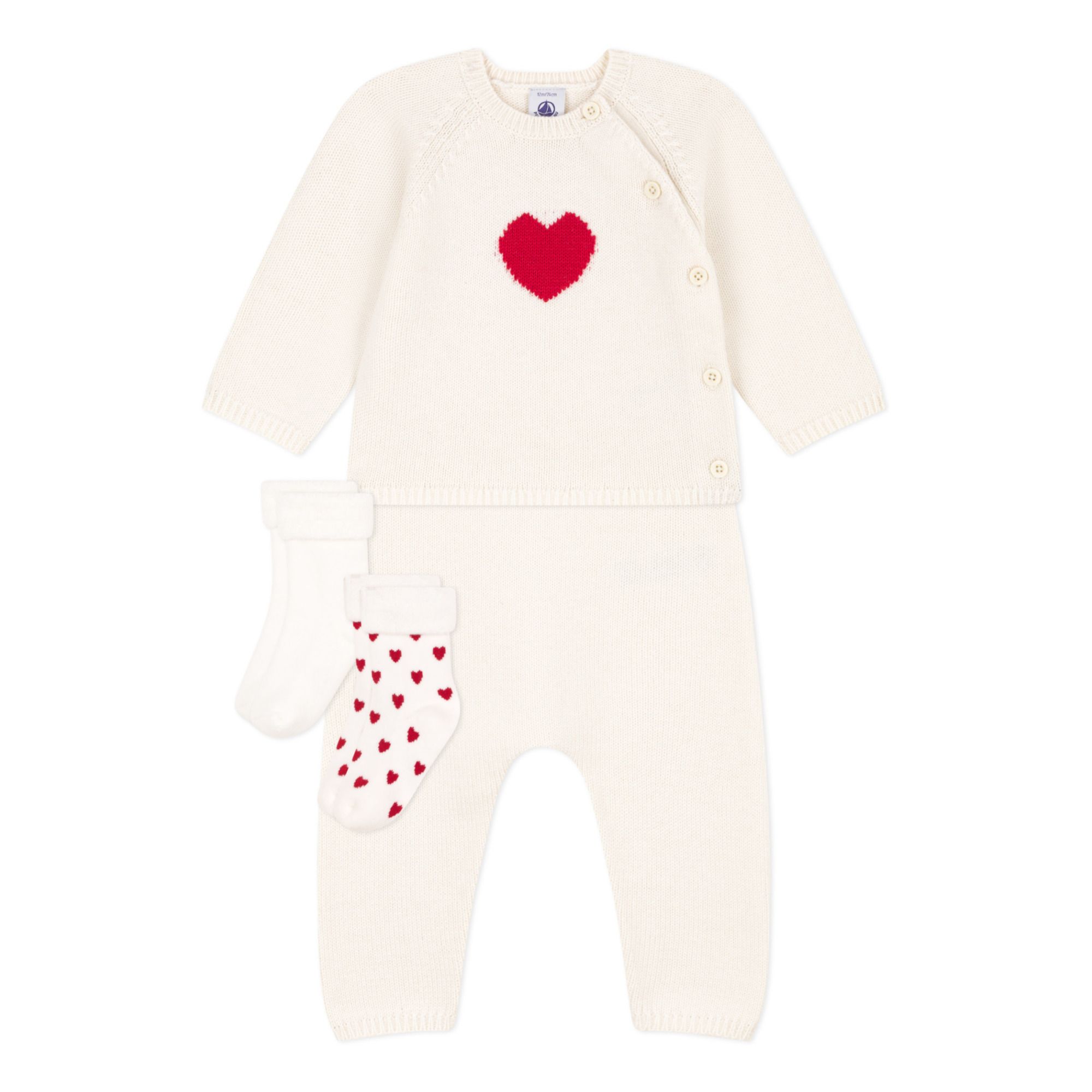 ENSEMBLE NAISSANCE BÉBÉ MOTIF PIQUÉ - Écru