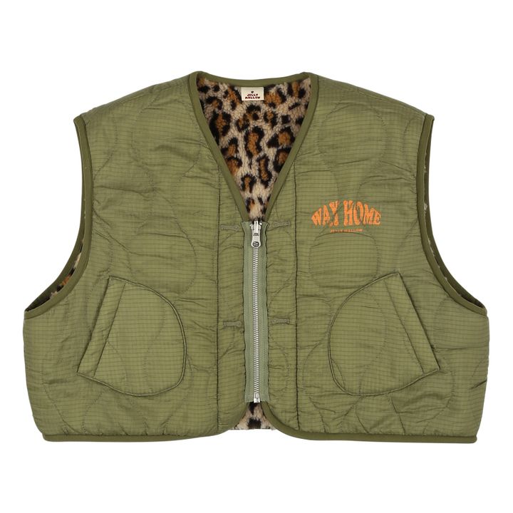 Reversible Leopard Fur Jacket | Khaki- Product image n°0