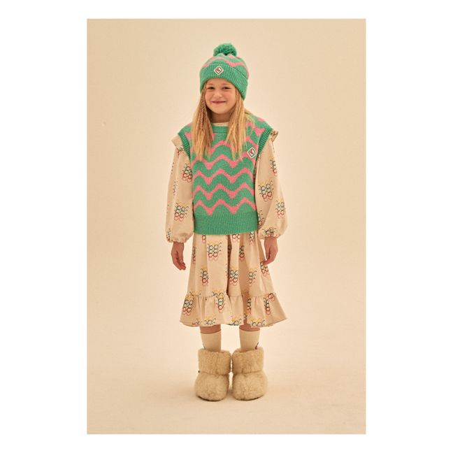 Cappello con pompon a zig zag | Verde