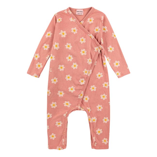 Pyjama aus Bio-Baumwolle mit Blumen-Cache-Coeur | Rosa