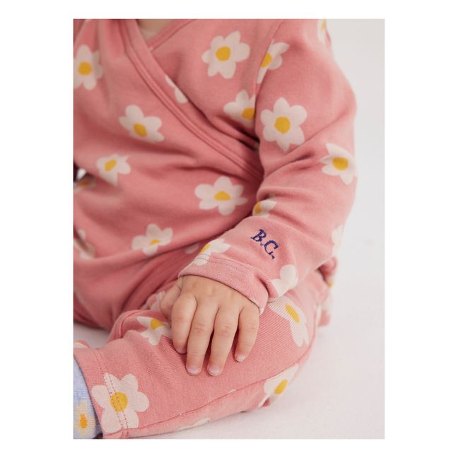 Pijama de algodón ecológico con parche de flor y corazón | Rosa