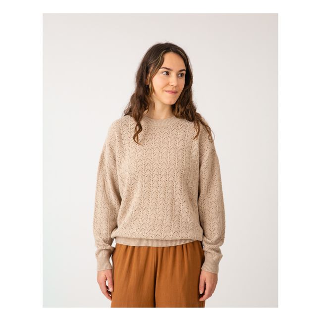 Pull Matières Recyclées Pointelle - Collection Femme  | Beige