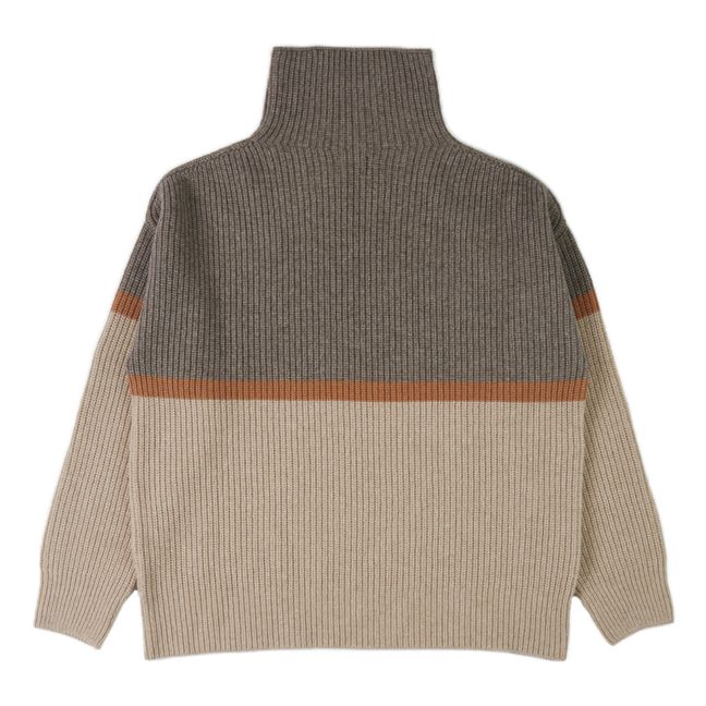 Maglione A Collo Alto Bicolore in Materiali Riciclati - Collezione Donna  | Grigio chiné