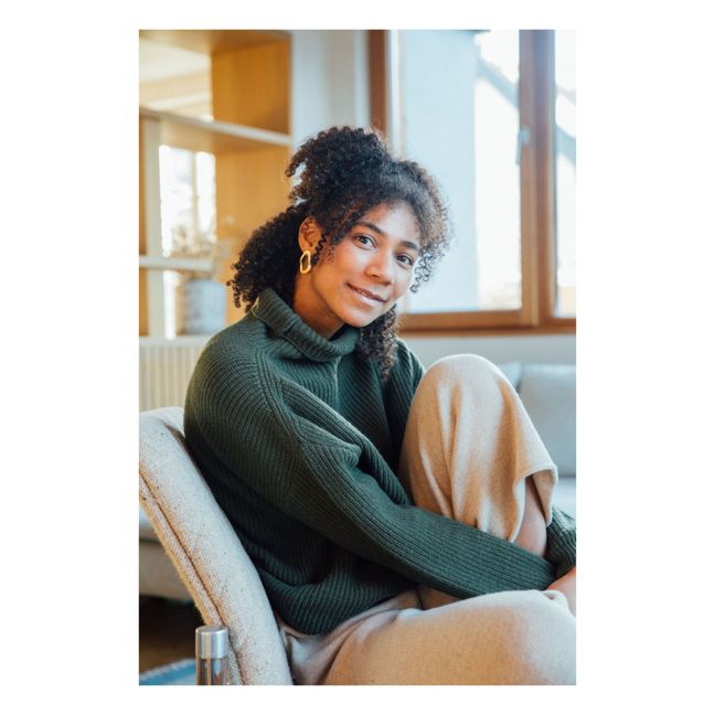 Maglione Chimney in materiali riciclati - Collezione Donna | Verde scuro