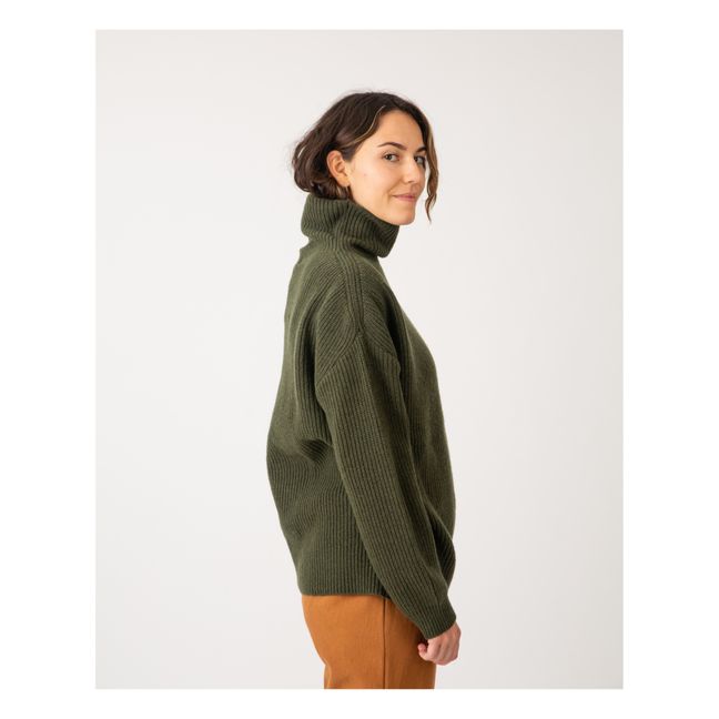 Pull Col Cheminée Matières Recyclées - Collection Femme  | Dark green