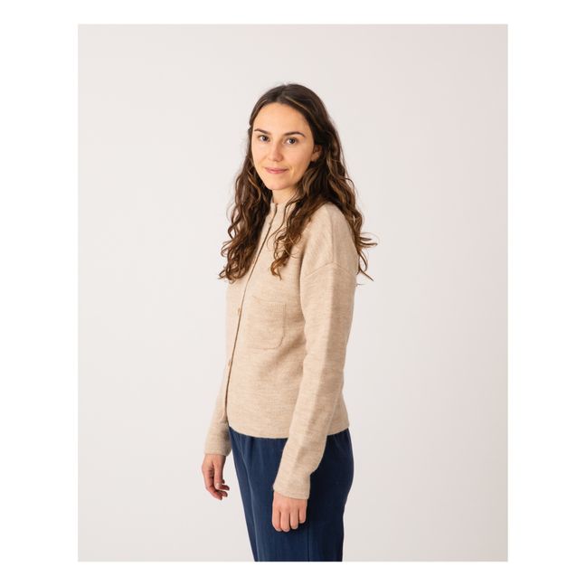 Cardigan Mérinos et Alpaga Poche - Collection Femme  | Beige