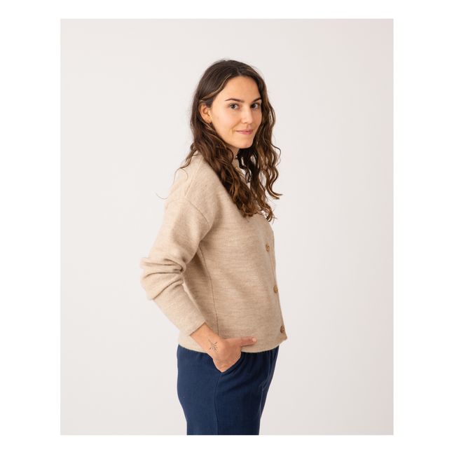 Cardigan Mérinos et Alpaga Poche - Collection Femme  | Beige