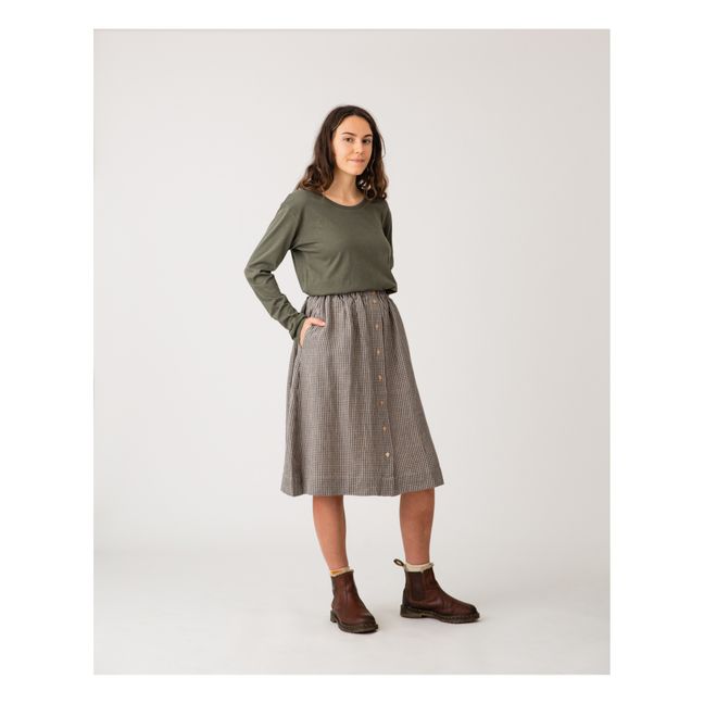 Jupe Midi Lin Vichy - Collection Femme  | Negro