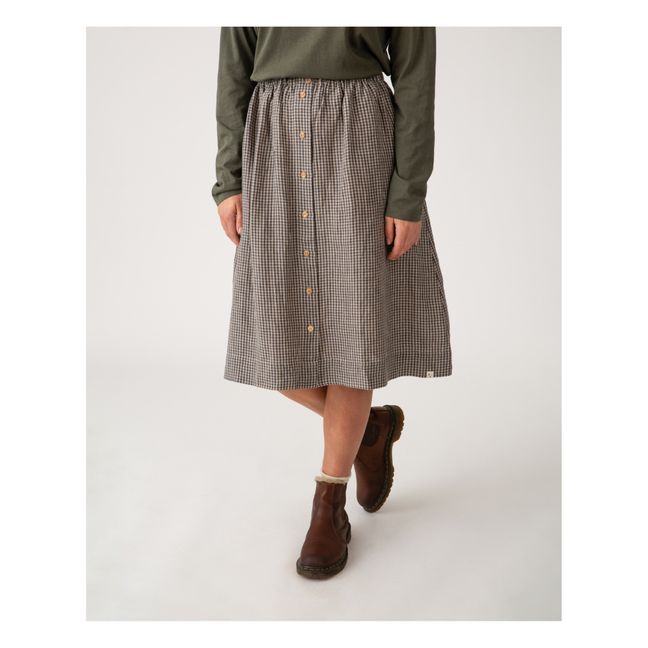Jupe Midi Lin Vichy - Collection Femme  | Negro