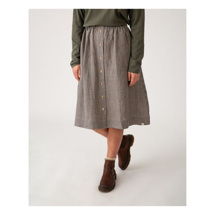 Falda midi Lino Vichy - Colección Mujer  | Negro- Imagen del producto n°4