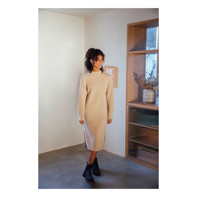 Vestido de punto con materiales reciclados - Colección Mujer  | Beige