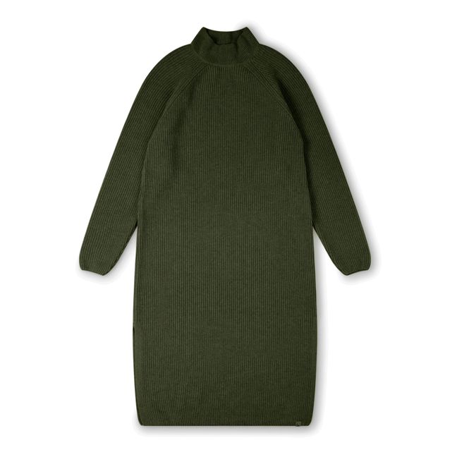 Vestido de punto con materiales reciclados - Colección Mujer  | Verde Oscuro