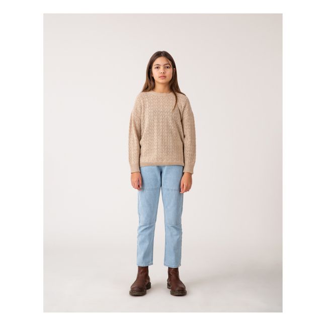 Pull Matières Recyclées Ajouré | Beige