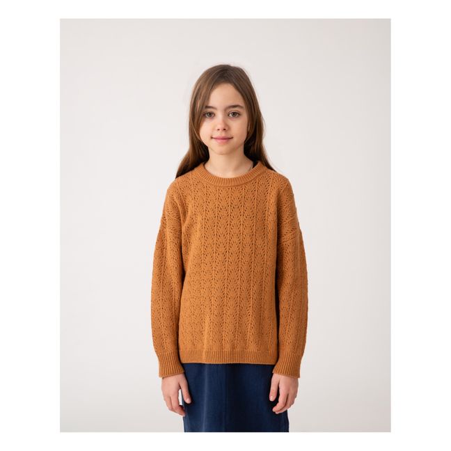 Openwork recycled materials jumper | Ochre